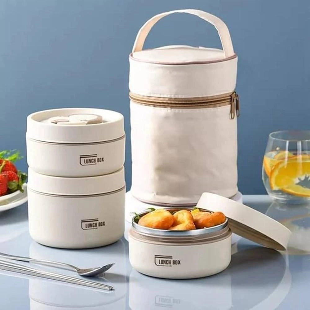 AP Lunch Box 3 Compartment | Leak Proof Food Grade Lunch Box for School, Office & Travel